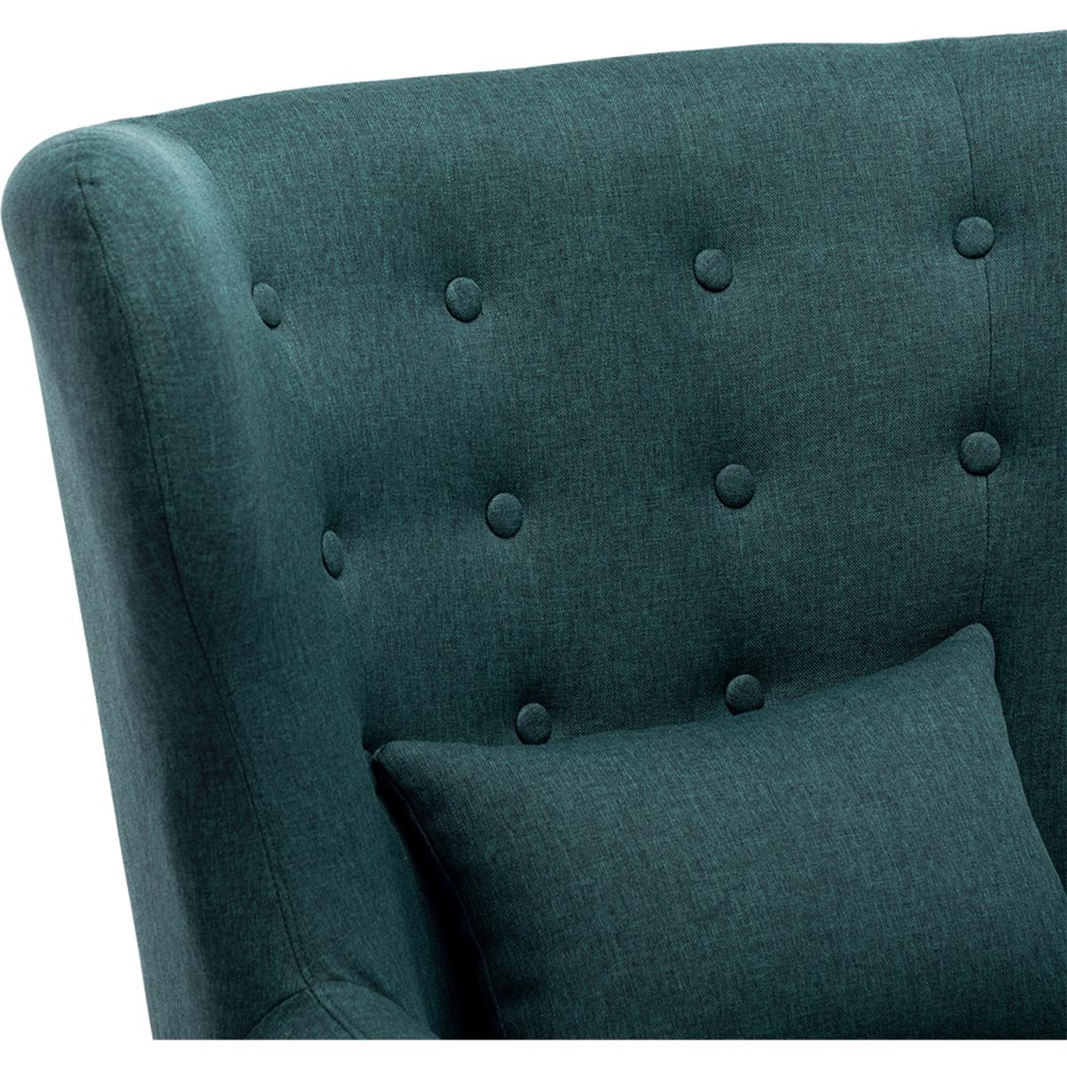Winslow Wing Back Linen Accent Chair - Green / With Footstool – image 4