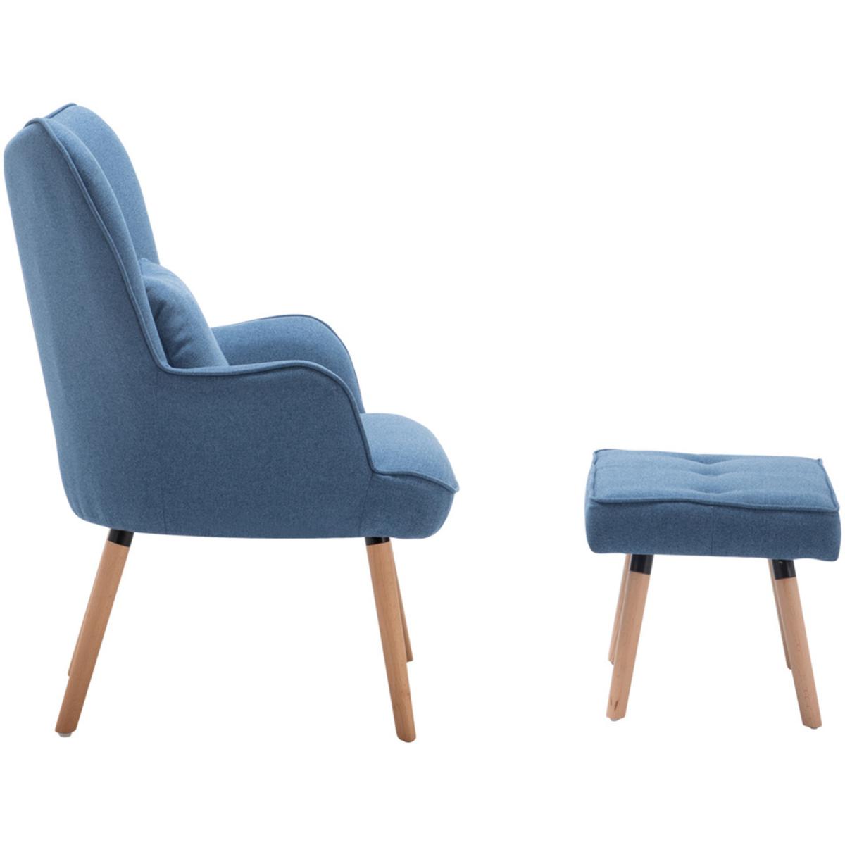 Dinning Accent Chair and Footstool - Blue – image 2