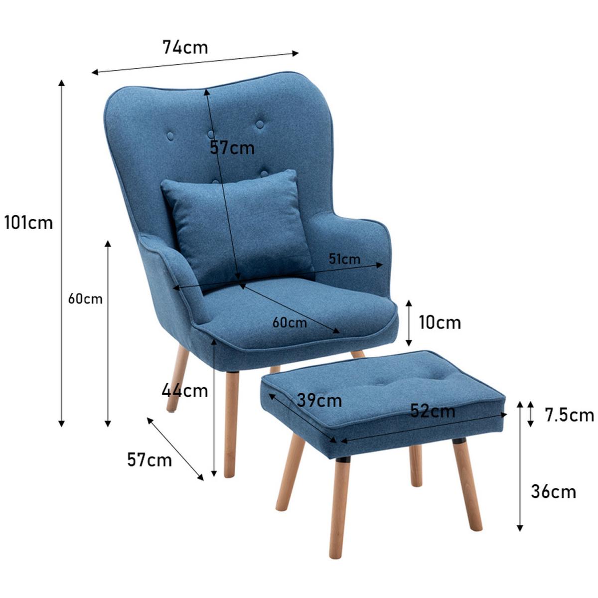 Dinning Accent Chair and Footstool - Blue – image 6
