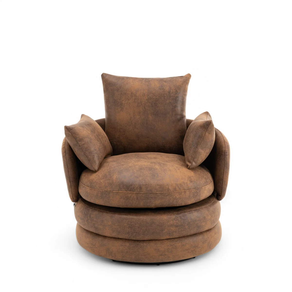 Faux Leather Suede Brown Teri Accent Swivel Chair - Brown – image 2