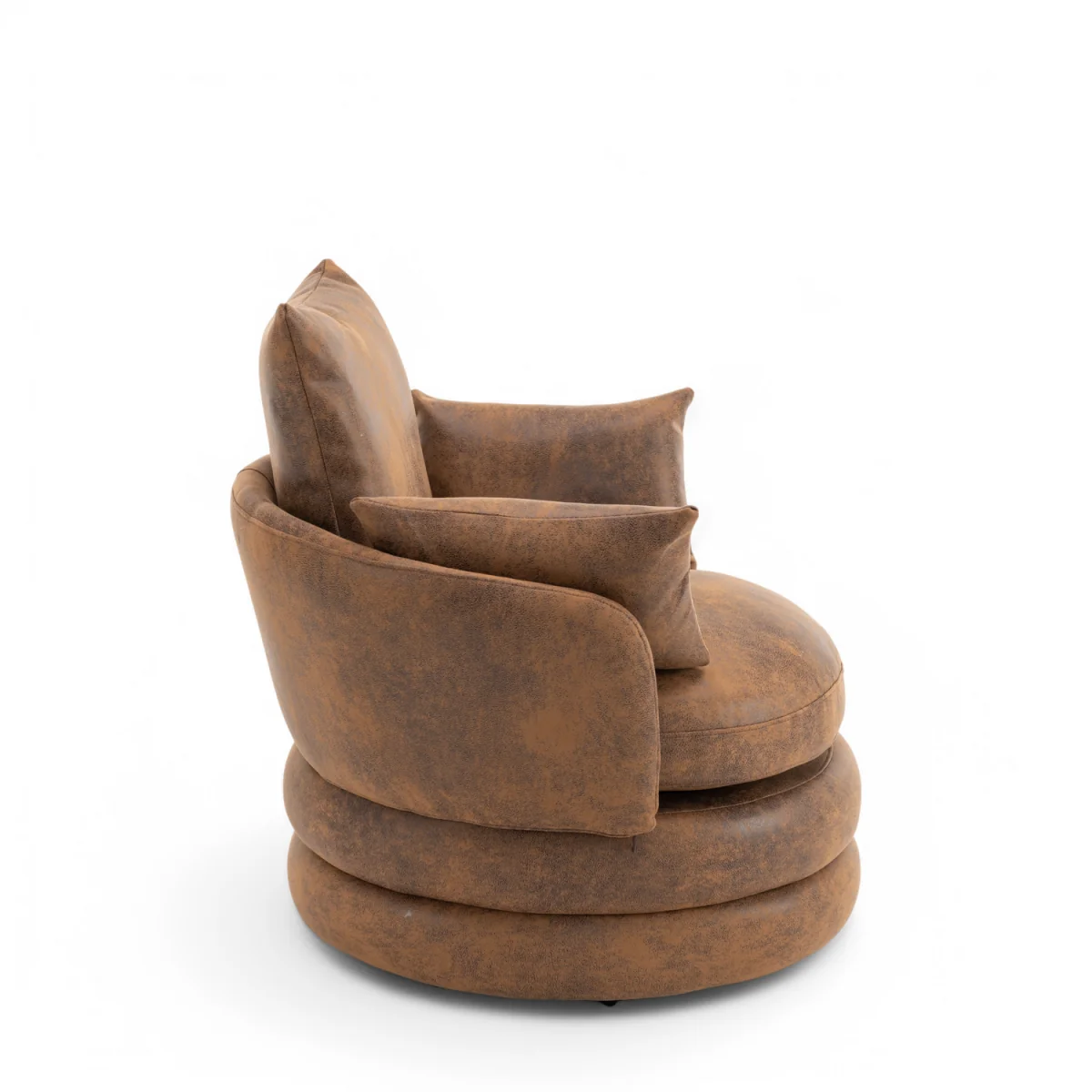 Faux Leather Suede Brown Teri Accent Swivel Chair - Brown – image 3