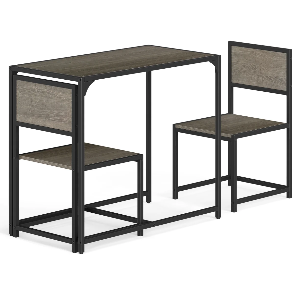 Industrial Rectangular Kitchen Table with 2 Chairs - Grey – image 3