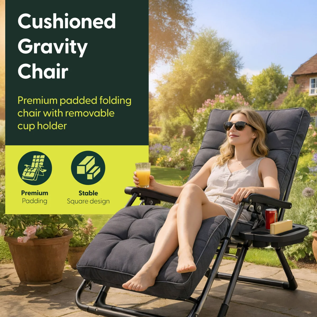 Square Tube Gravity Chair - Grey – image 3