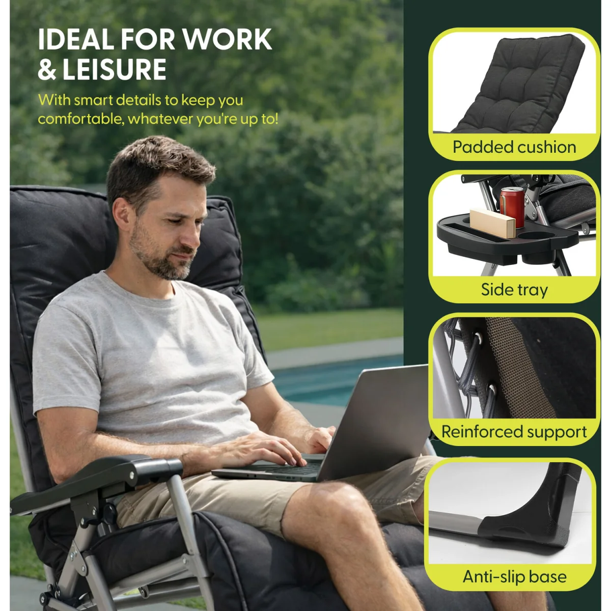 Square Tube Gravity Chair - Grey – image 4