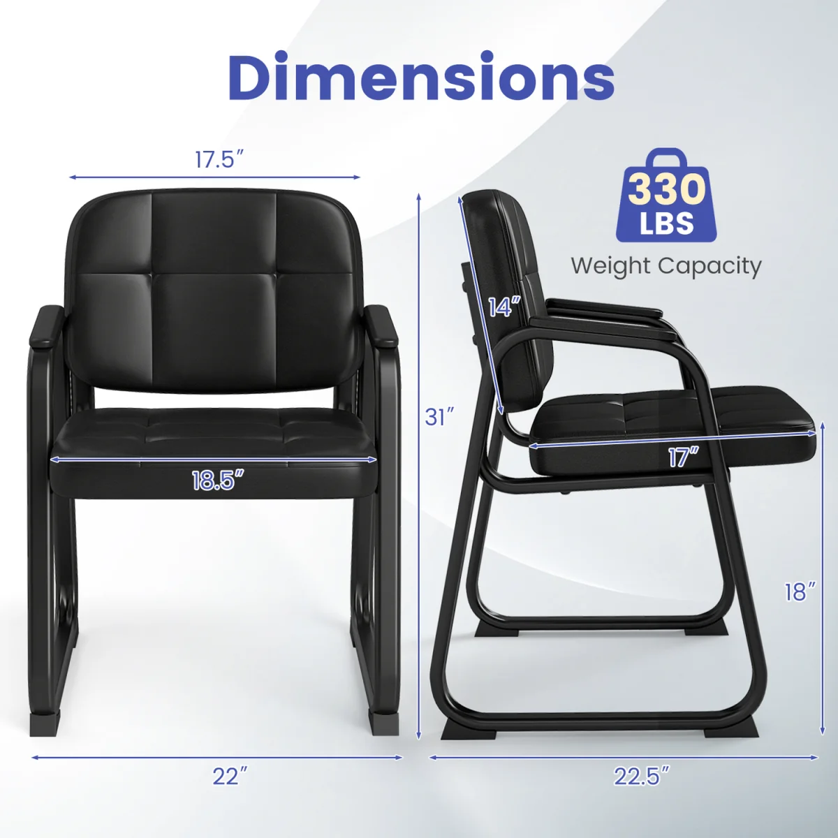 Set of 2 Waiting Room Guest Chairs - Black / 79cm – image 2