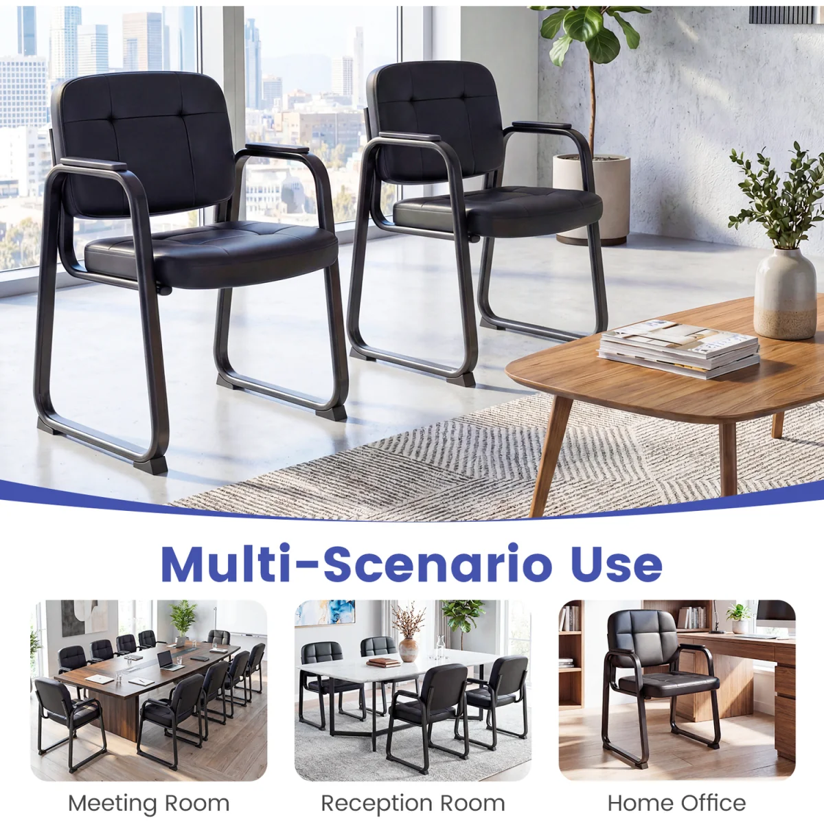 Set of 2 Waiting Room Guest Chairs - Black / 79cm – image 5
