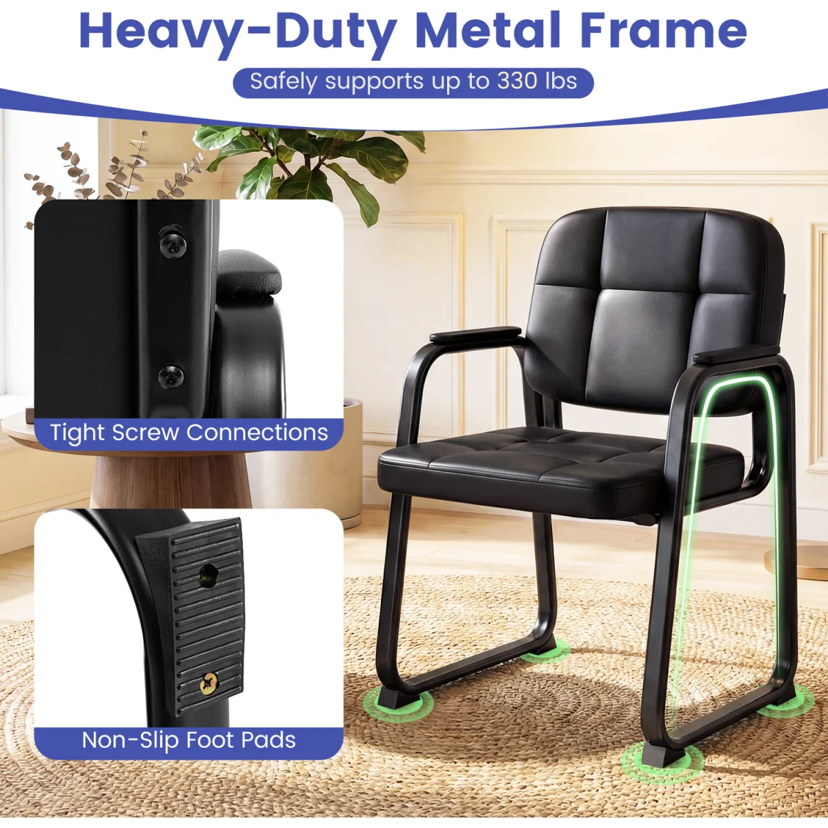 Set of 2 Waiting Room Guest Chairs - Black / 79cm – image 6