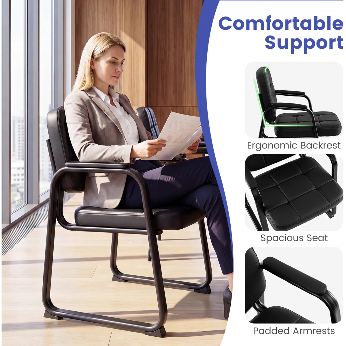 Set of 2 Waiting Room Guest Chairs - Black / 79cm – image 7