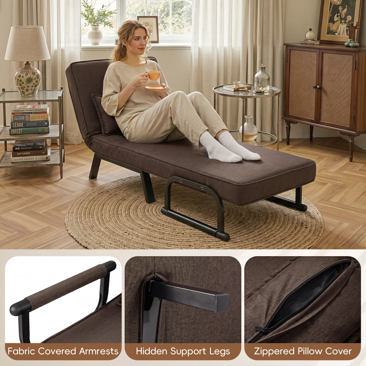 Convertible Sleeper Chair - Brown – image 7