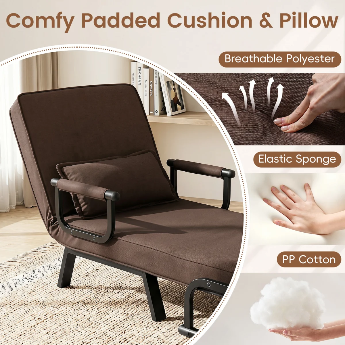 Convertible Sleeper Chair - Brown – image 9