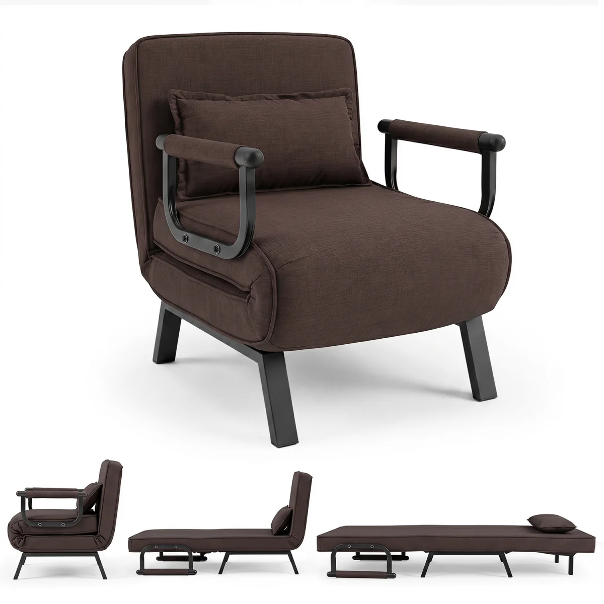 Convertible Sleeper Chair - Brown – image 10