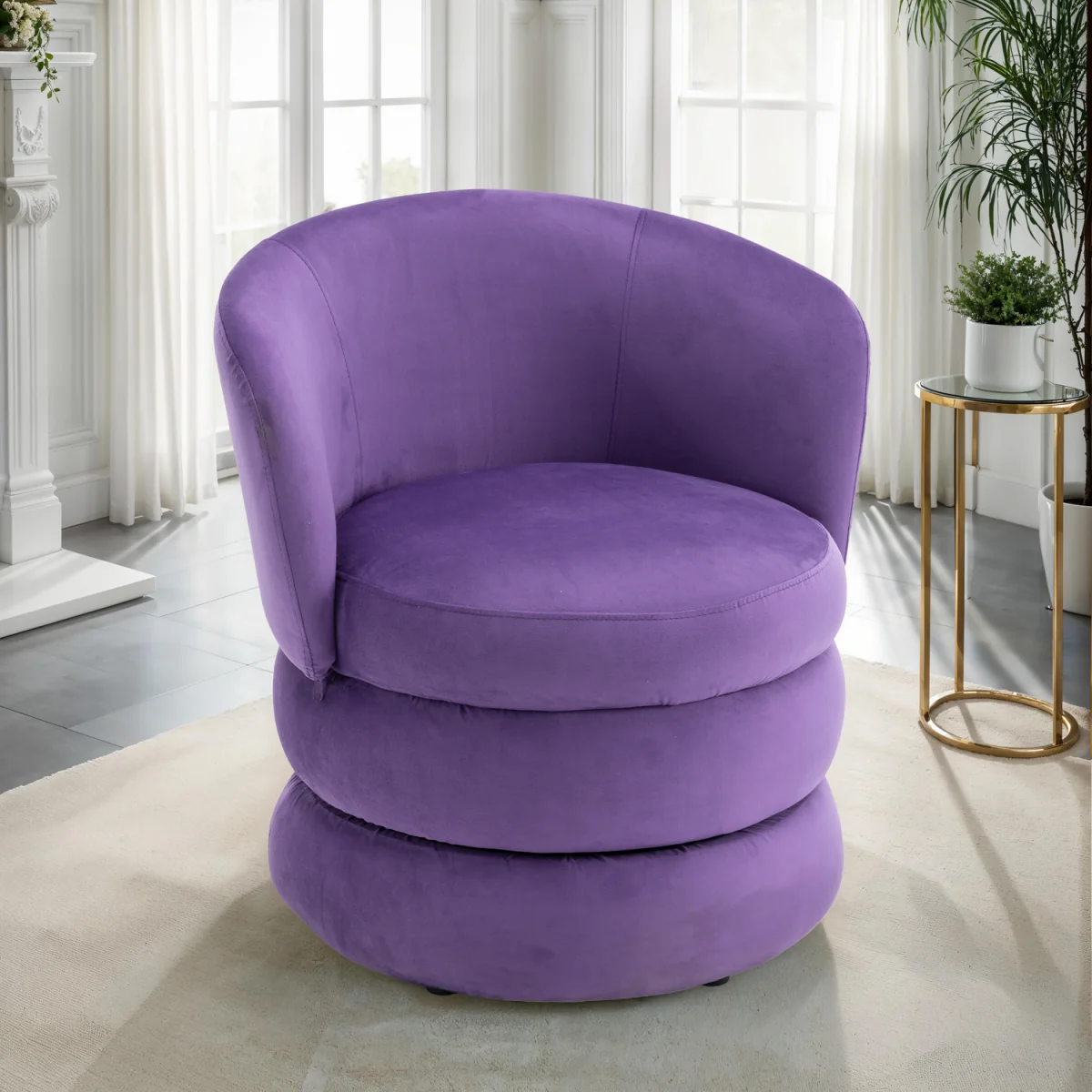 Velvet Purple Tilly Accent Swivel Chair - Purple – image 2