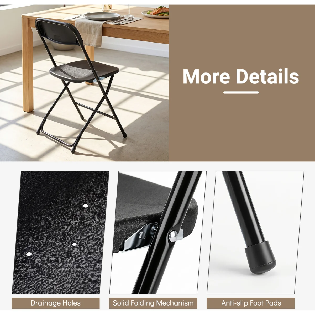 Set of 4 Pack Folding Chairs - Black – image 2
