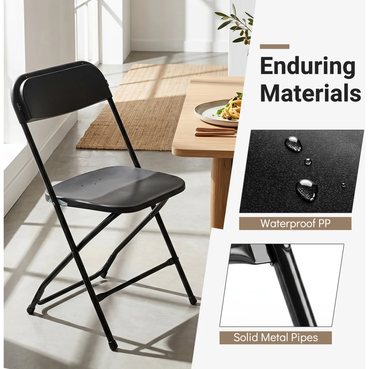 Set of 4 Pack Folding Chairs - Black – image 5