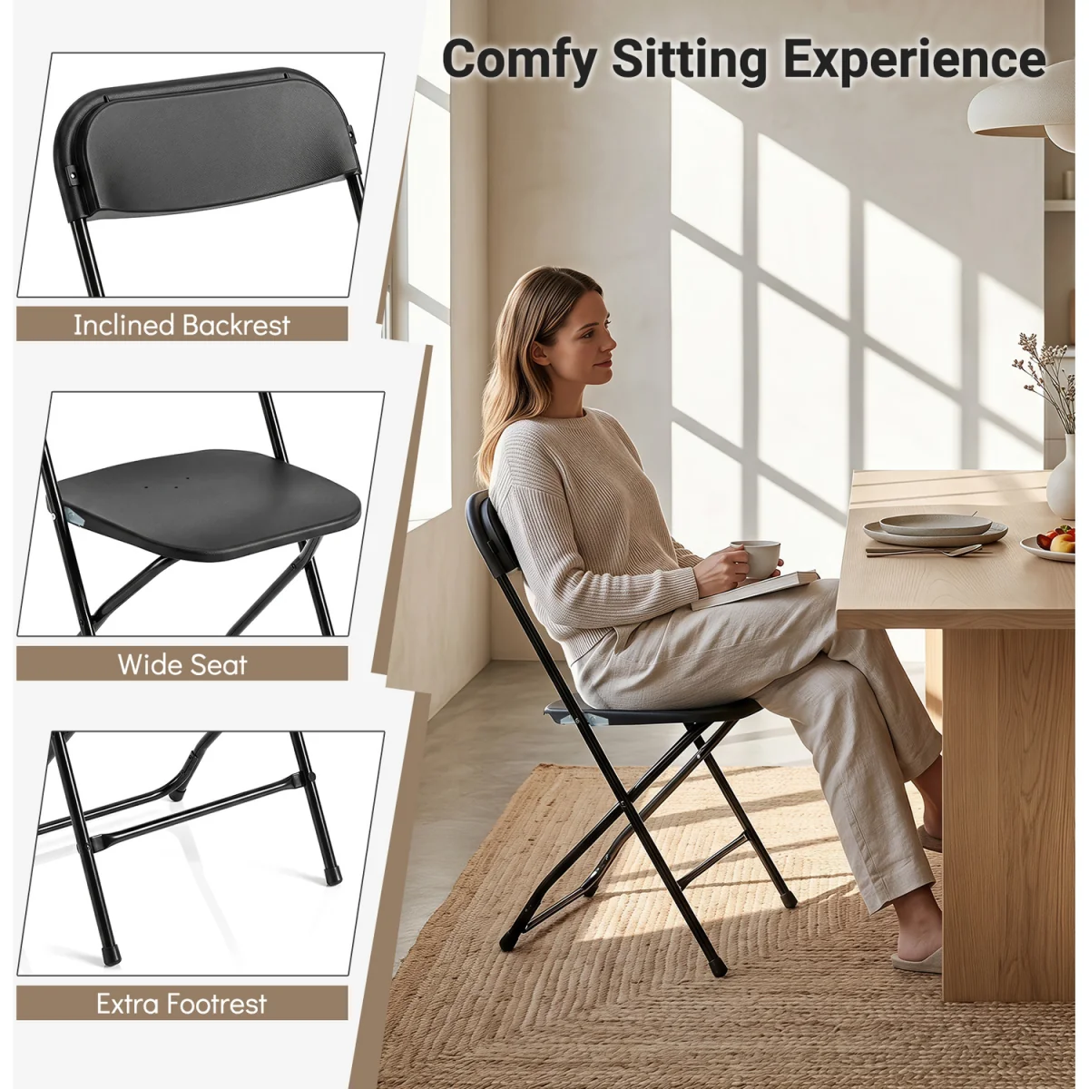 Set of 4 Pack Folding Chairs - Black – image 6