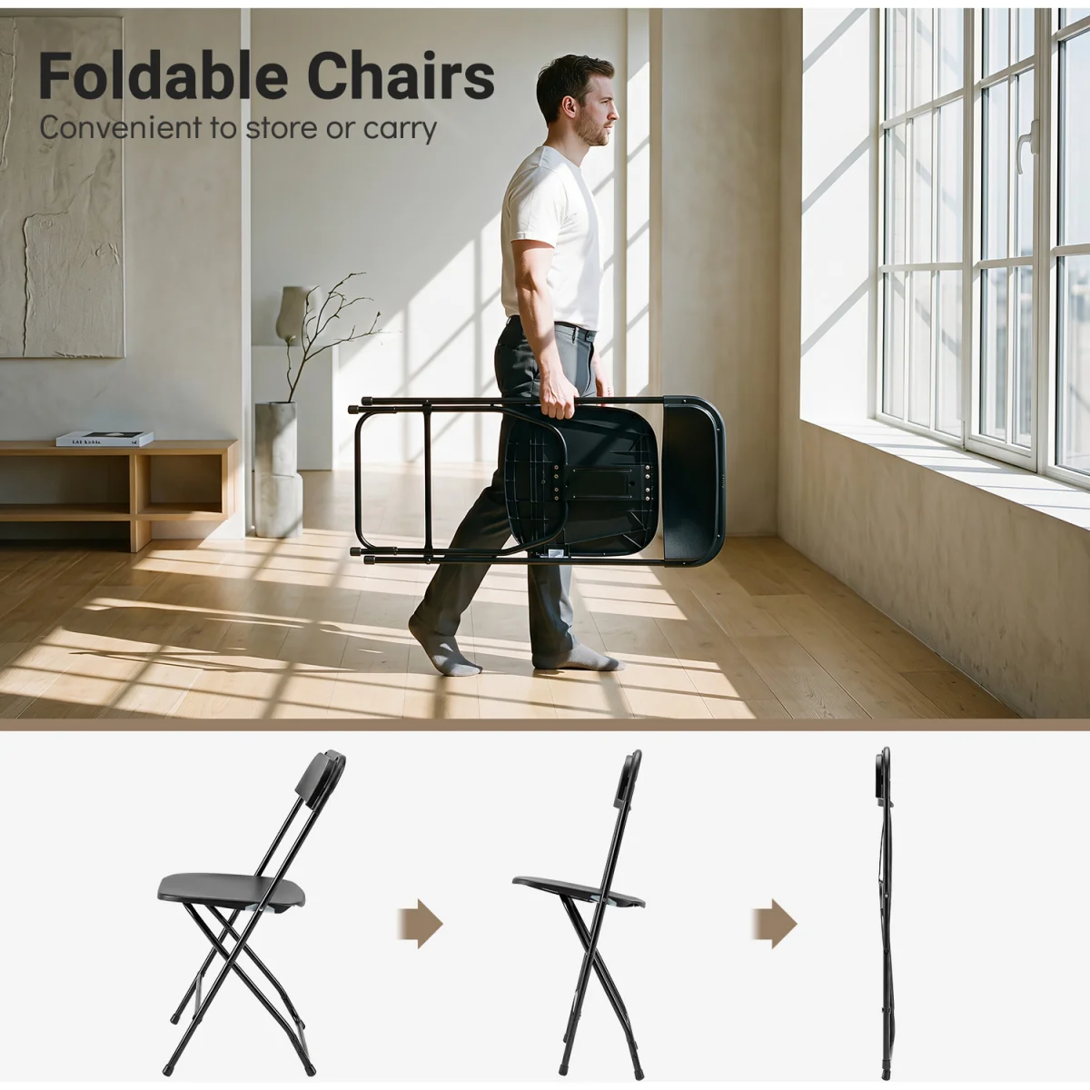 Set of 4 Pack Folding Chairs - Black – image 7