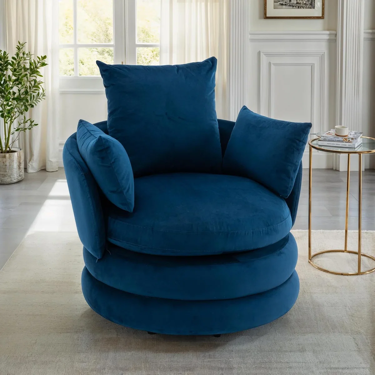 Velvet Blue Teri Accent Swivel Chair - Blue – image 2