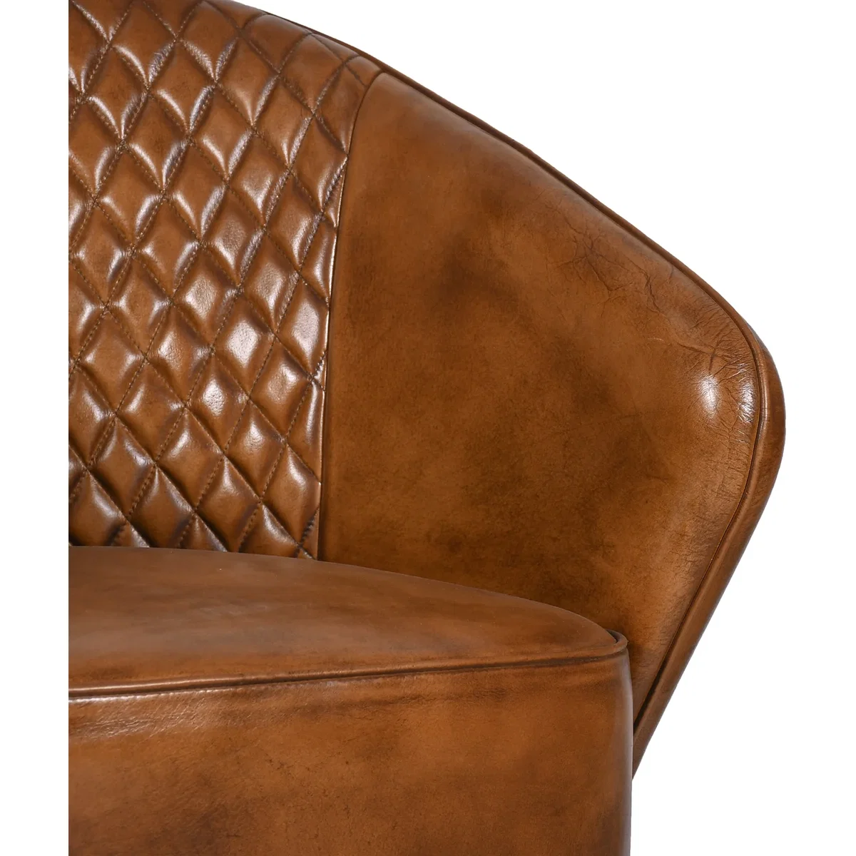 Tan Brown Genuine Real Hide Leather Tub Chair - Brown – image 5