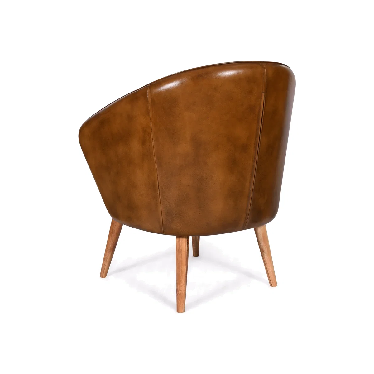 Tan Brown Genuine Real Hide Leather Tub Chair - Brown – image 1