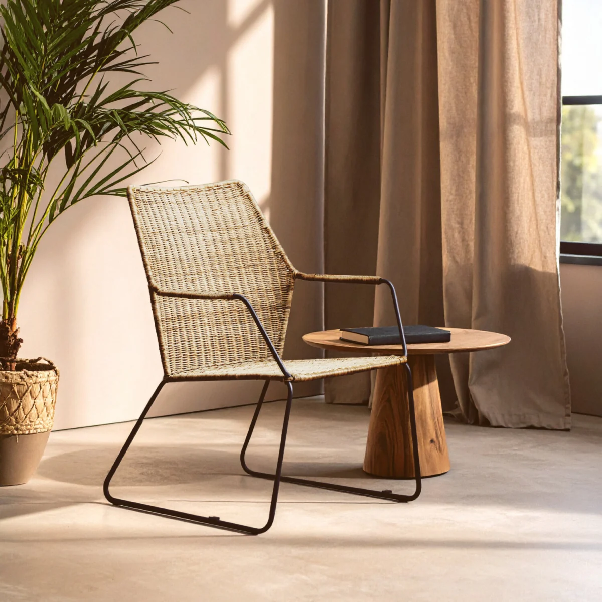 Manado Angled Design Natural Rattan Chair - Natural – image 1