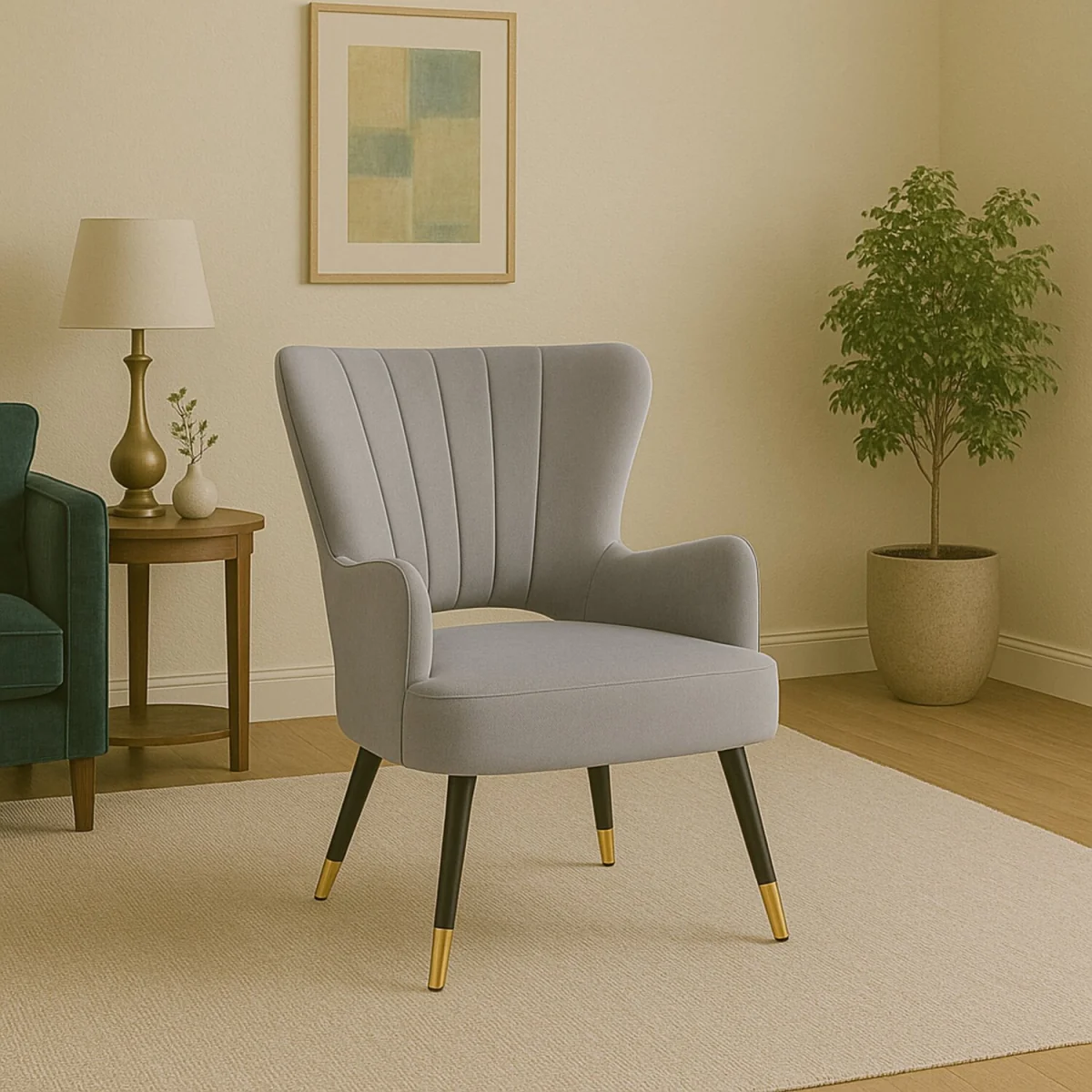 Loretta Grey Velvet Cut Out Back Chair - Grey – image 1