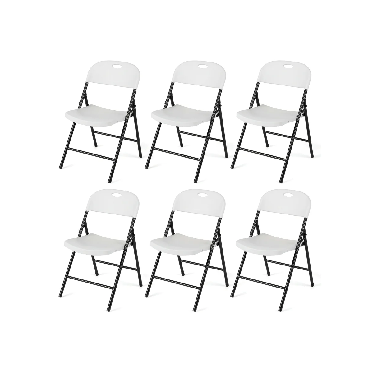 Set of 6 Foldable Plastic Chairs Set - White – image 1