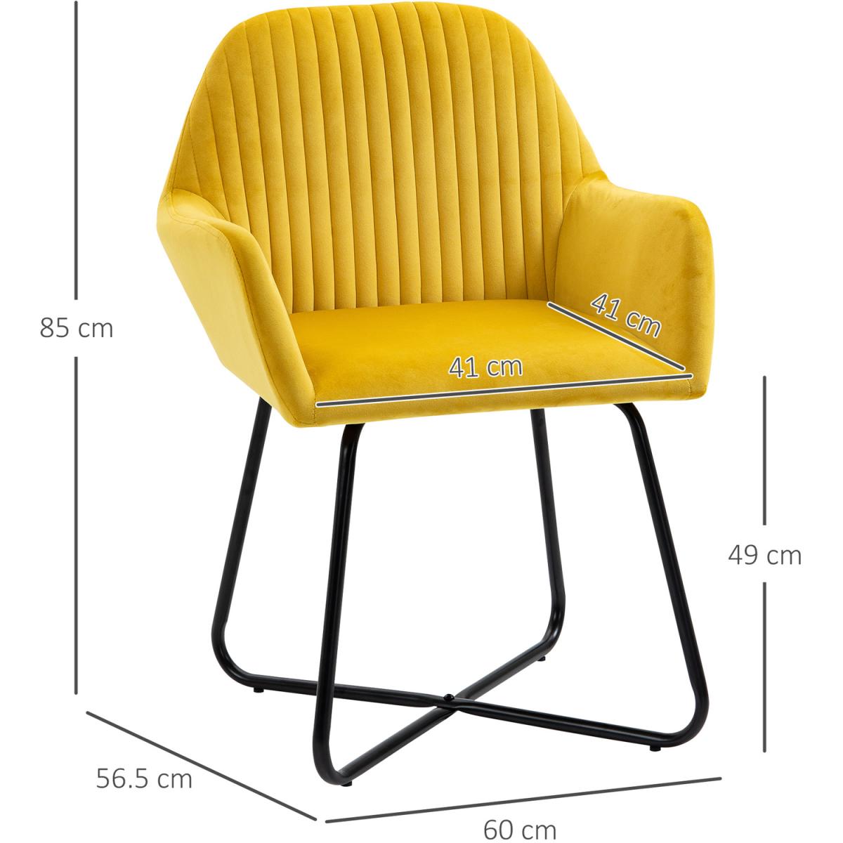 Accent Chair Velvet Upholstered Metal Base - Yellow – image 2