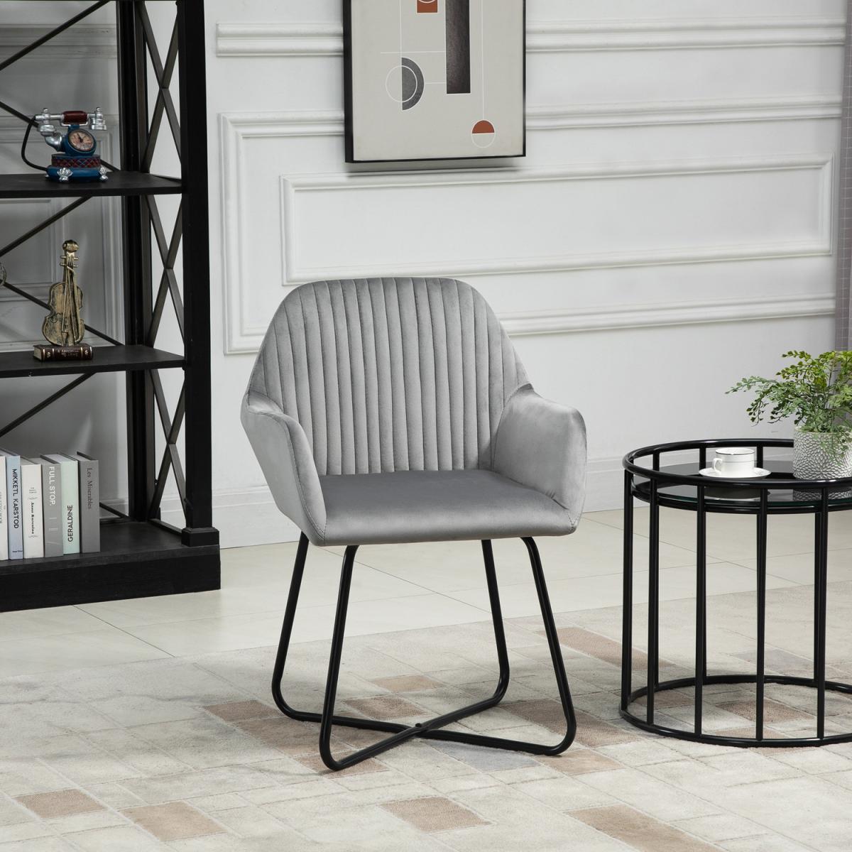 Accent Chair Velvet Upholstered Metal Base - Yellow – image 11