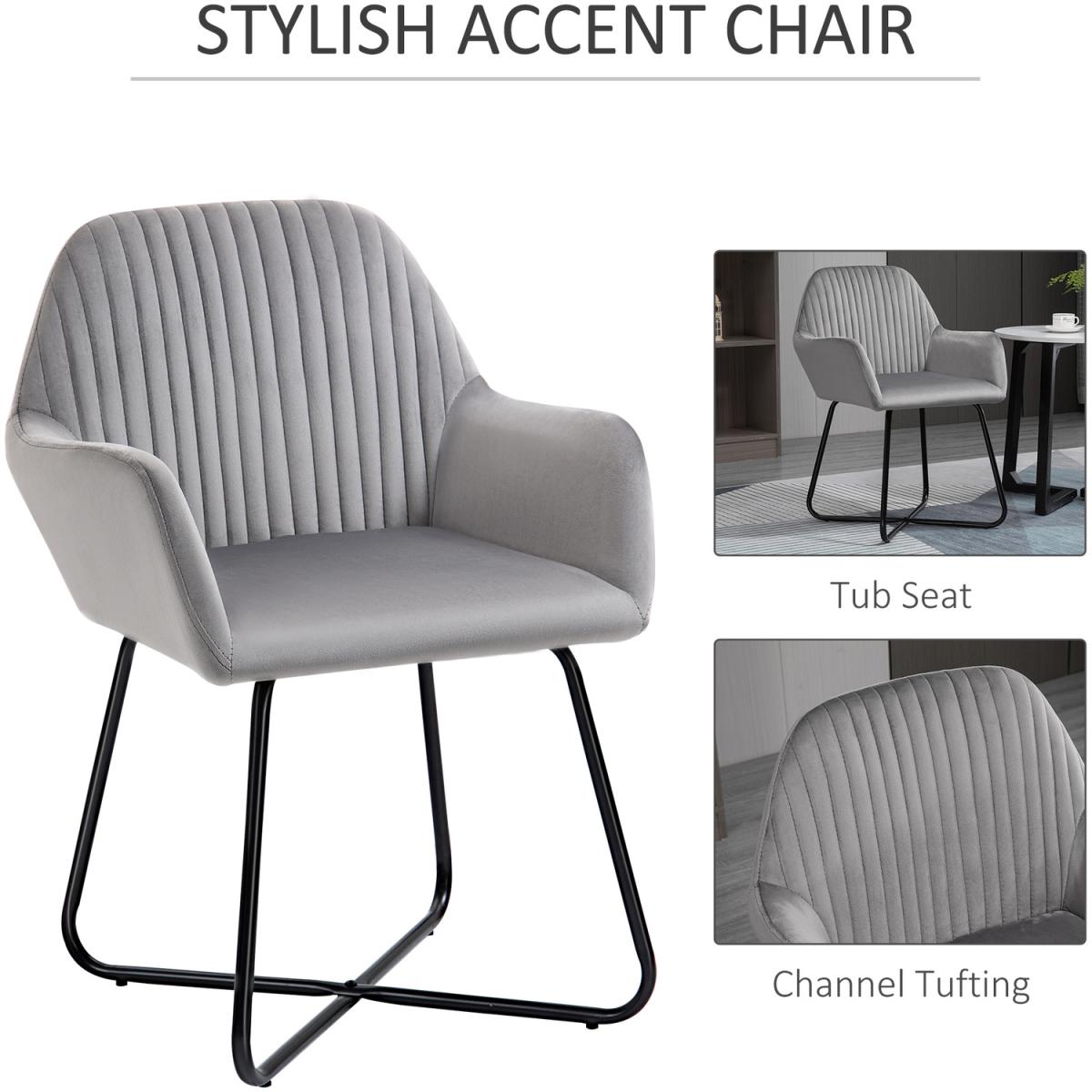 Accent Chair Velvet Upholstered Metal Base - Yellow – image 20