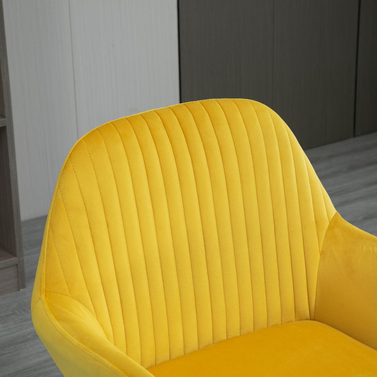 Accent Chair Velvet Upholstered Metal Base - Yellow – image 5