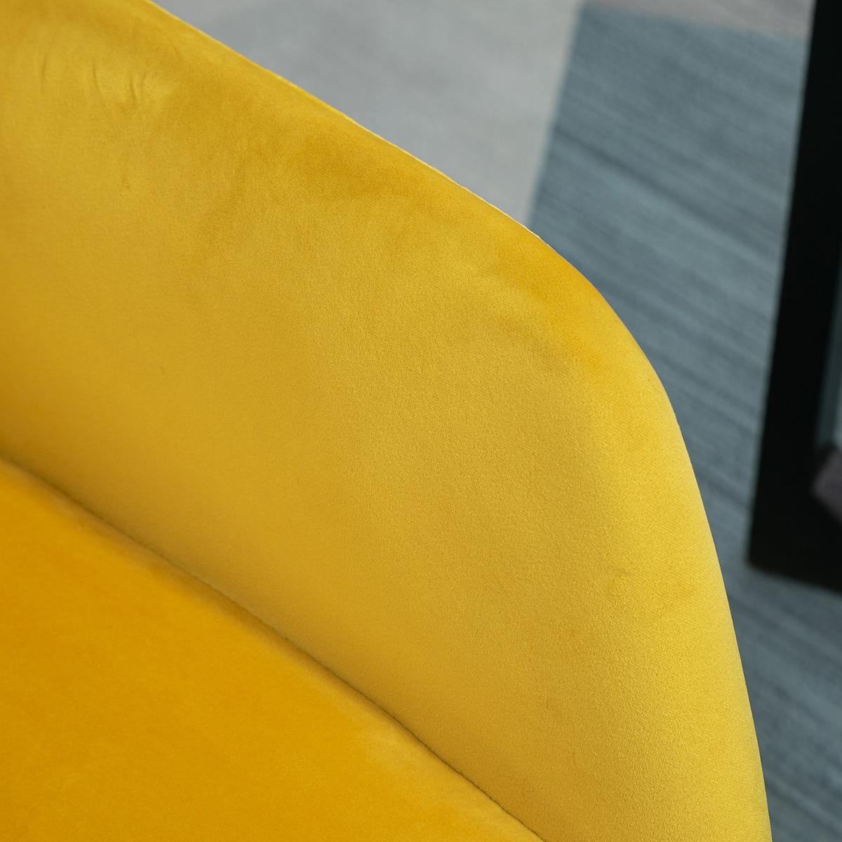 Accent Chair Velvet Upholstered Metal Base - Yellow – image 6
