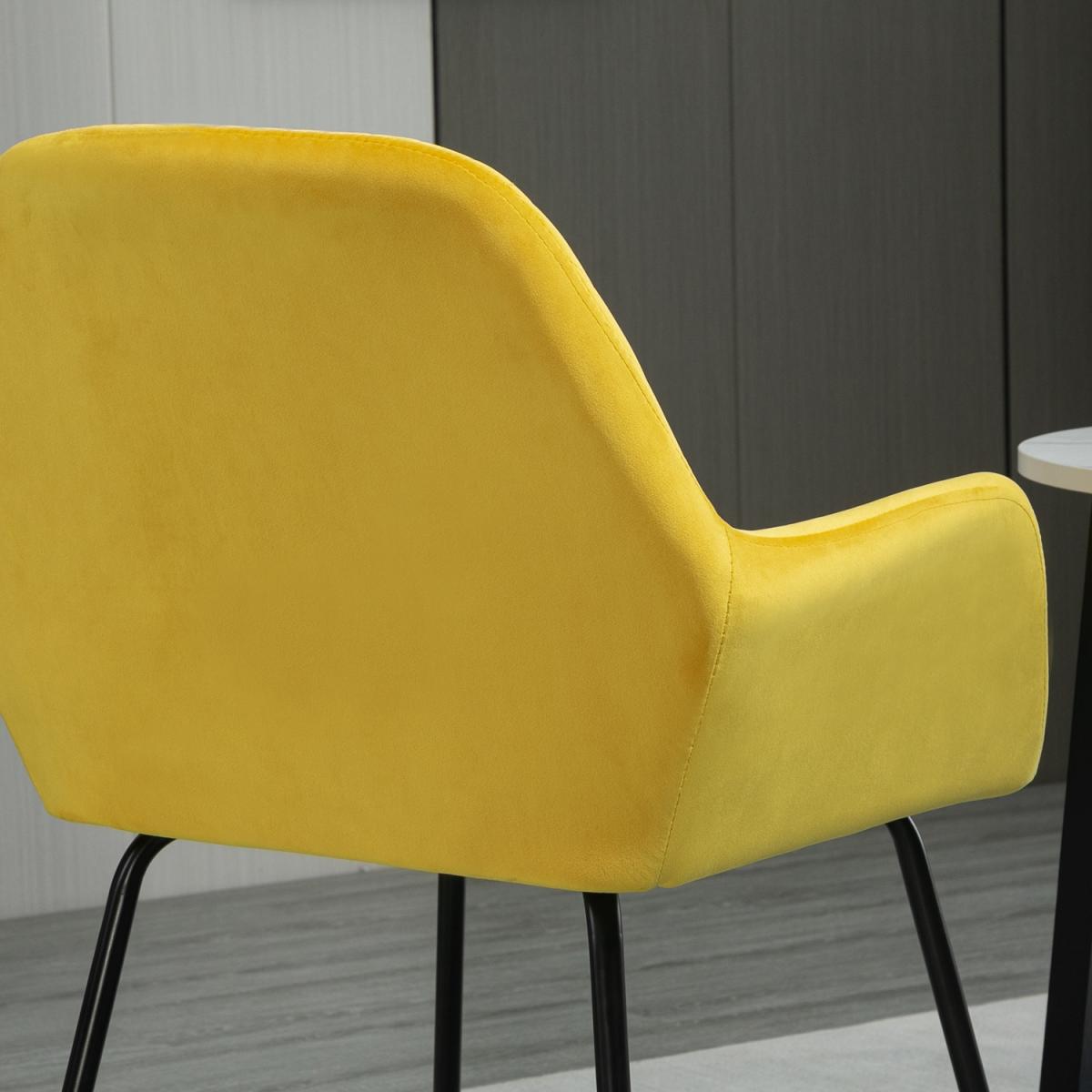 Accent Chair Velvet Upholstered Metal Base - Yellow – image 7