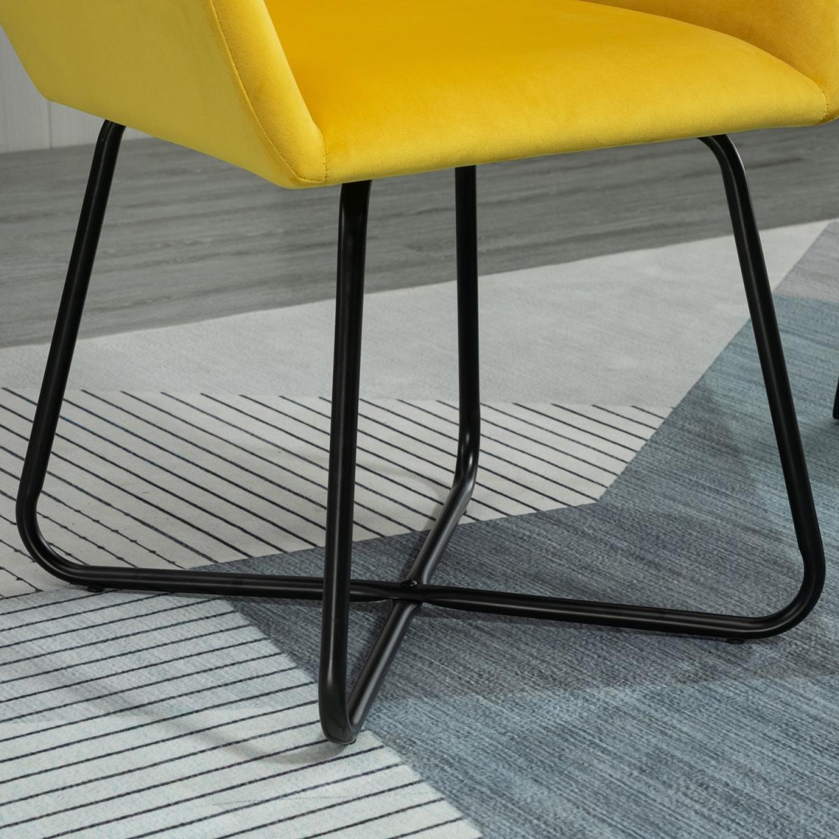 Accent Chair Velvet Upholstered Metal Base - Yellow – image 8