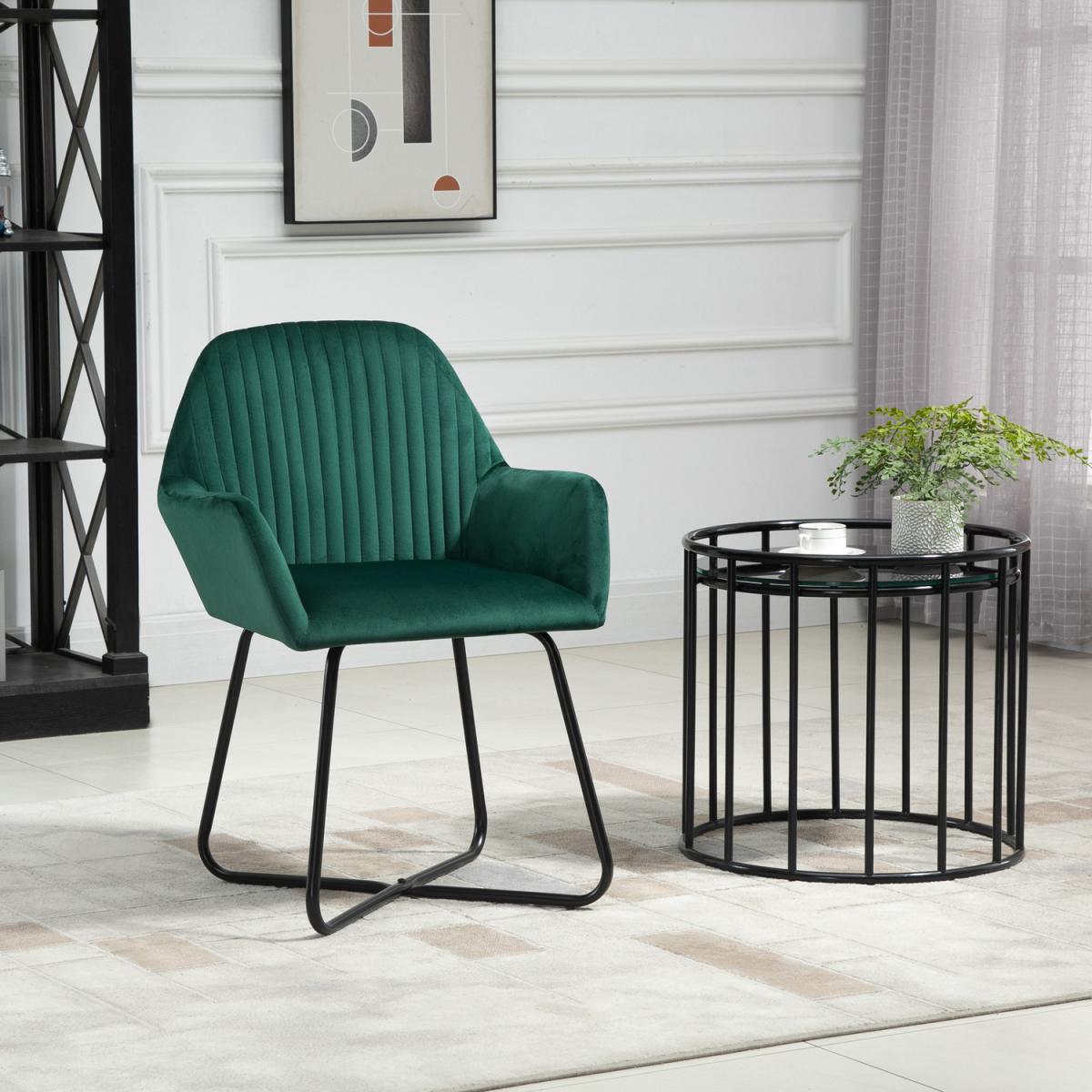 Accent Chair Velvet Upholstered Metal Base - Yellow – image 9