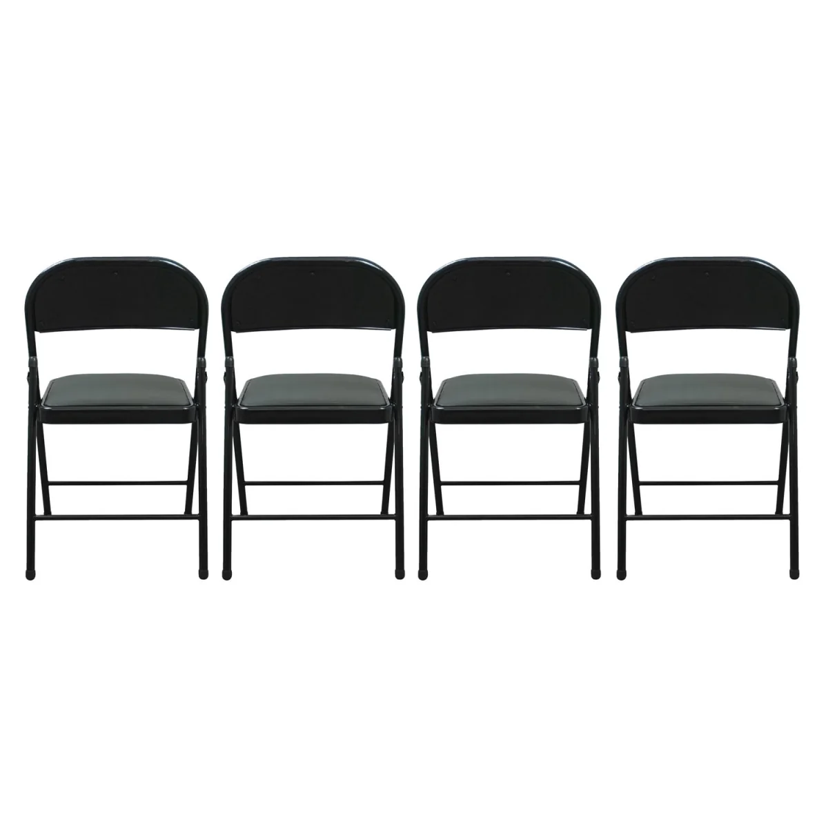 TekBox 4x Folding Faux Leather Chairs - Black – image 4