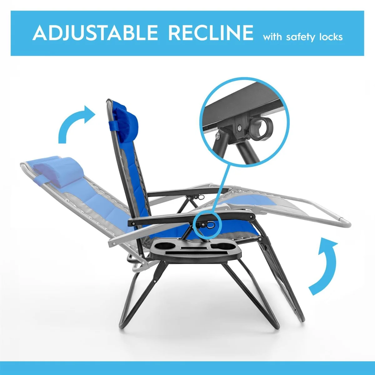 2 Piece Padded Zero Gravity Chair Set - Navy – image 4