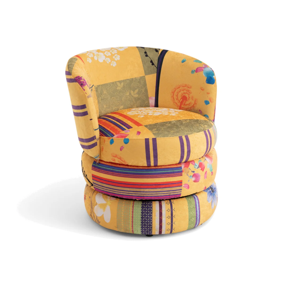 Fabric Gold Patchwork Tilly Accent Swivel Chair - Gold – image 1