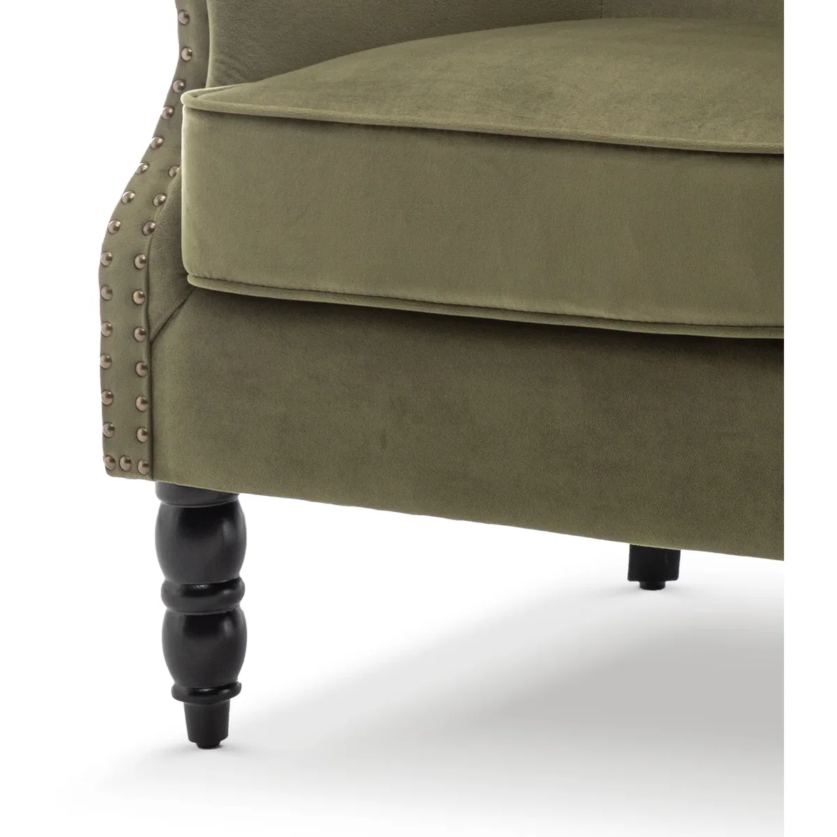 Velvet Sage Green Liana Accent Wingback Chair - Sage Green – image 2
