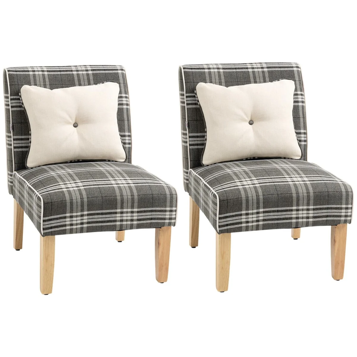Tala Fabric Grey Accent Dining Chairs Set of 2 - Patterned Upholstery, Wood Legs – image 3