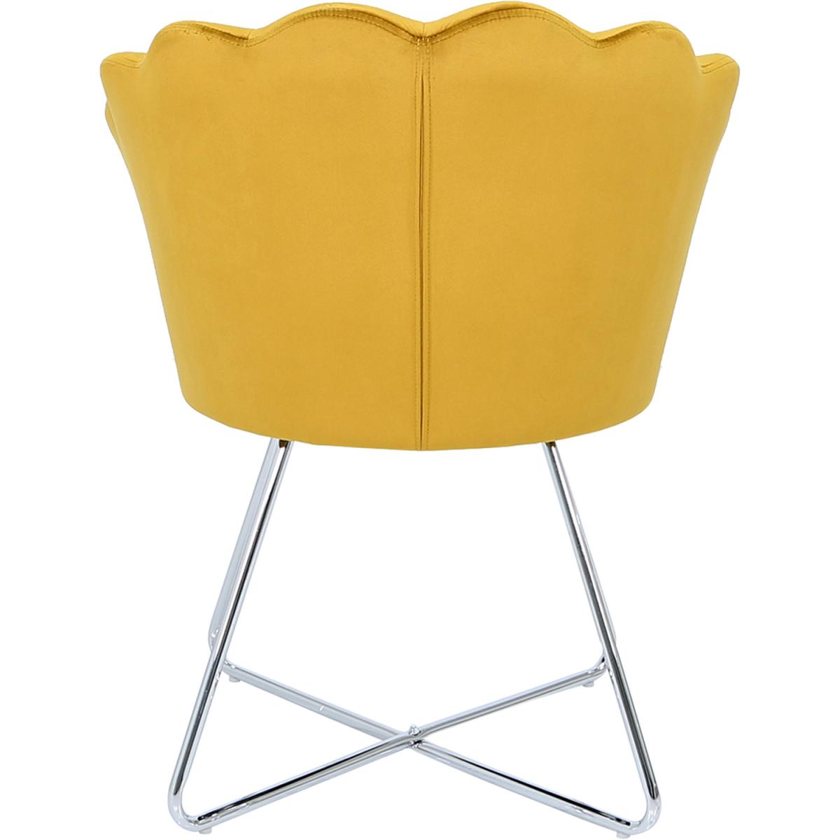 Accent Velvet Dining Shell Chair with Silver Legs - Mustard – image 3