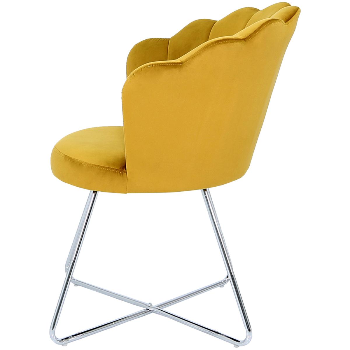 Accent Velvet Dining Shell Chair with Silver Legs - Mustard – image 4