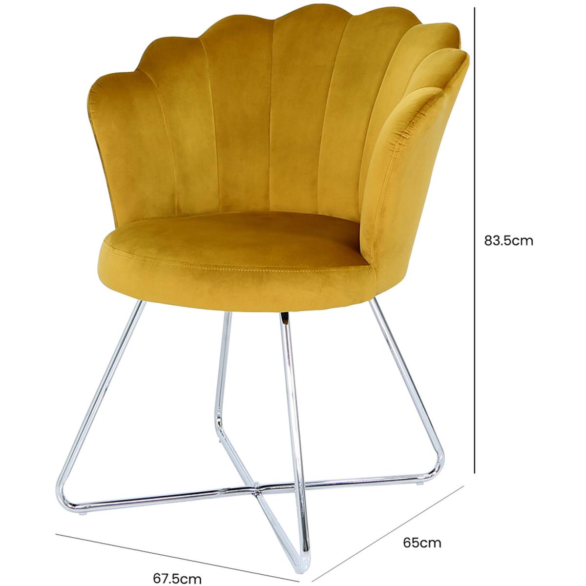 Accent Velvet Dining Shell Chair with Silver Legs - Mustard – image 5