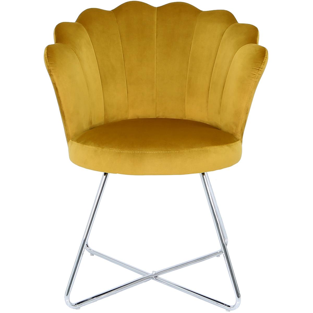 Accent Velvet Dining Shell Chair with Silver Legs - Mustard – image 6