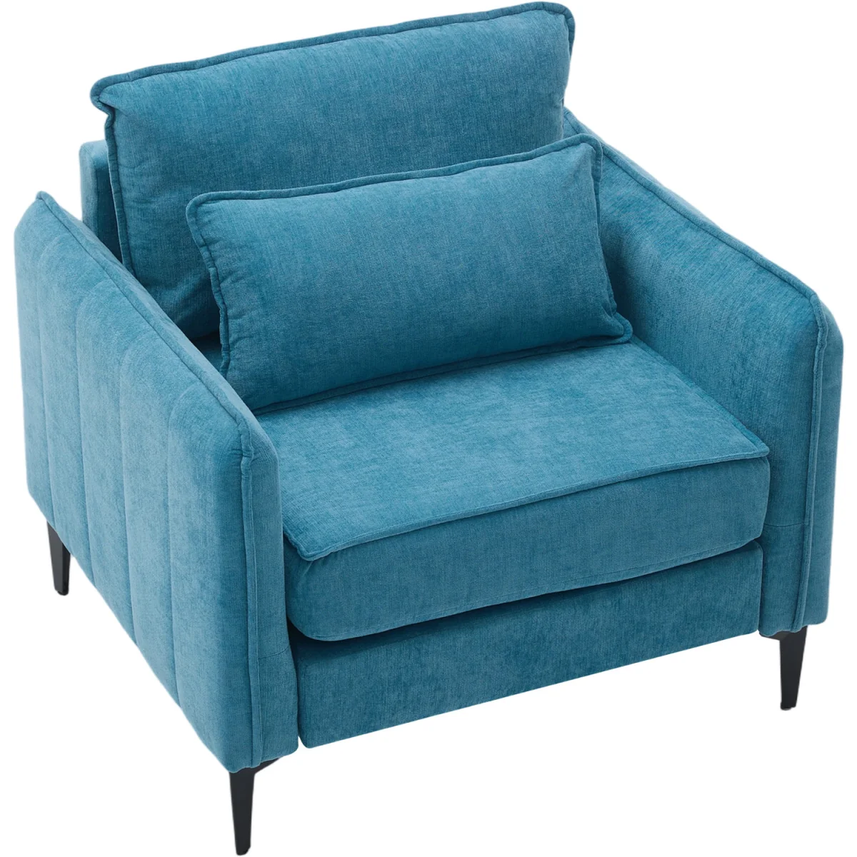 Modern Upholstered Accent Chair with Lumbar Cushion - Turquoise – image 6
