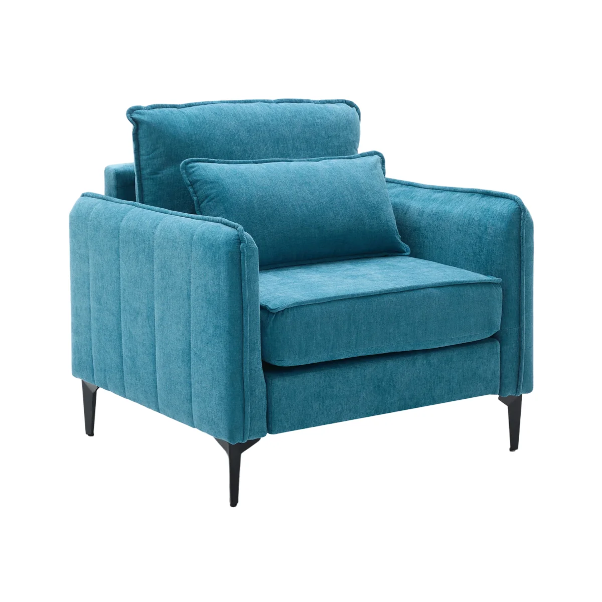 Modern Upholstered Accent Chair with Lumbar Cushion - Turquoise – image 1