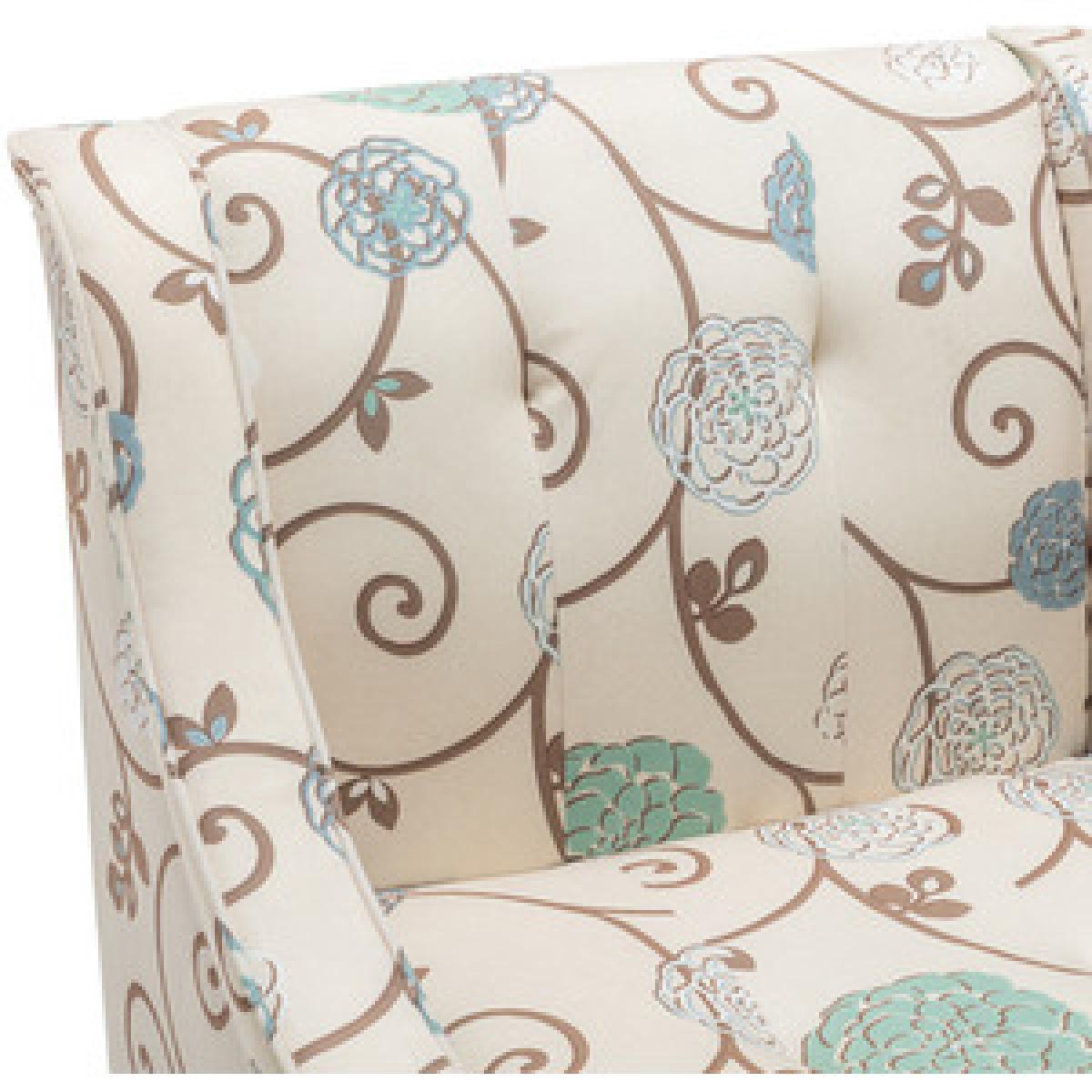 Patterned Linen Wingback Chair - Beige/Flower – image 9