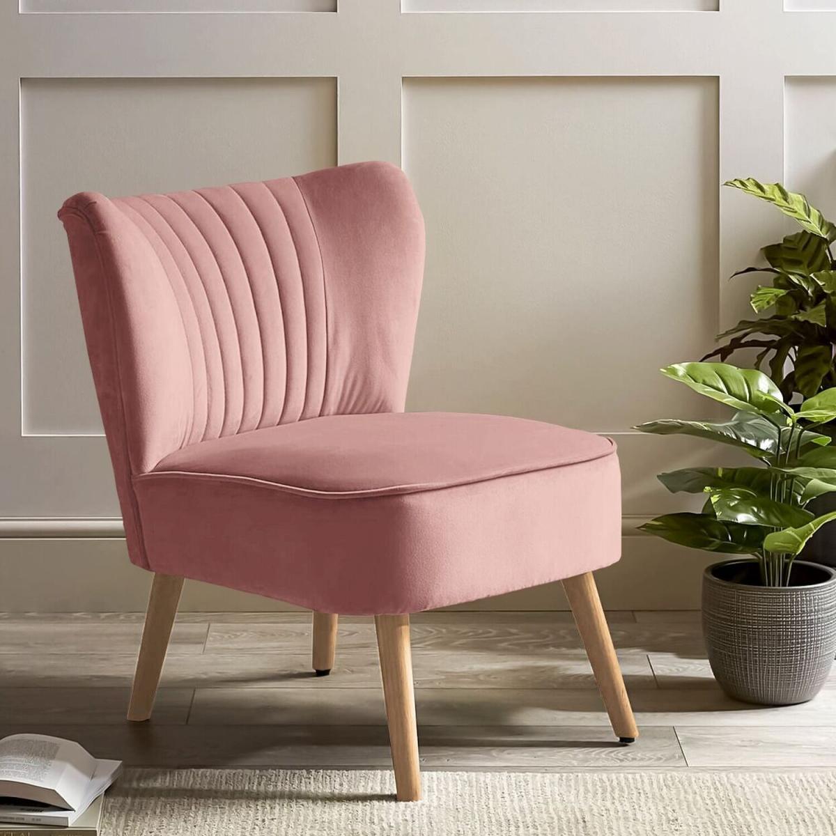 Velvet Stiched Accent Chair - Smokey Pink – image 8