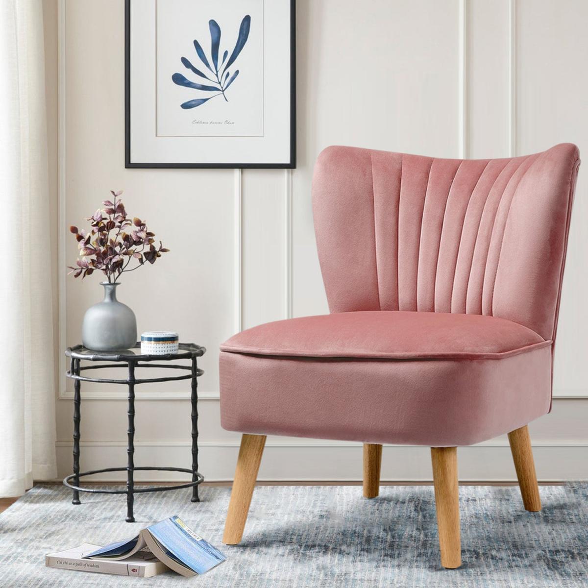 Velvet Stiched Accent Chair - Smokey Pink – image 9