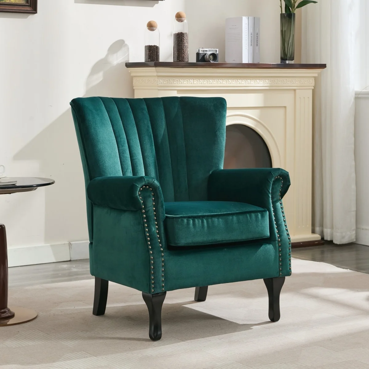 Bronzing Fabric Tub Chair Upholstered Club Chair for Living Room Bedroom - Brown – image 3