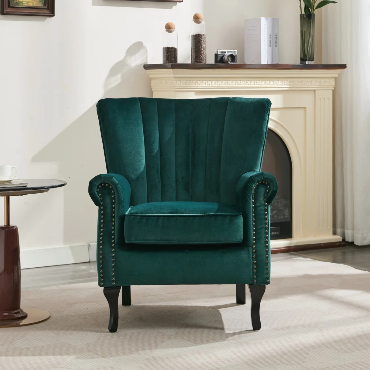 Bronzing Fabric Tub Chair Upholstered Club Chair for Living Room Bedroom - Brown – image 1